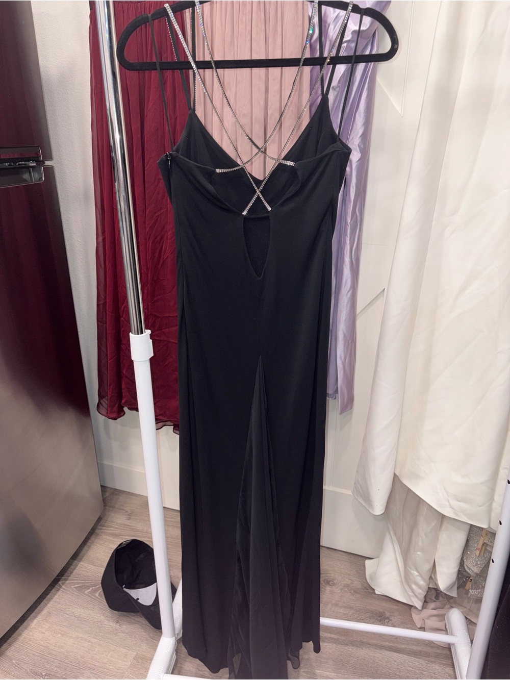 Glamorous Vintage Fred Hayman Beverly Hills Black Evening Gown Made in France 42